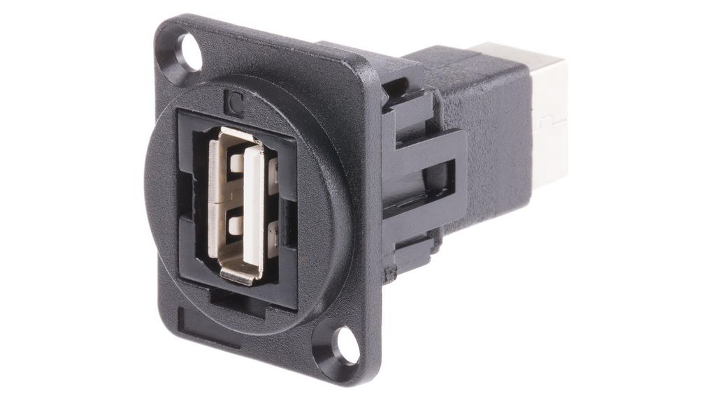 Feed-Through Adapter, USB 2.0 A Socket - USB 2.0 B Socket